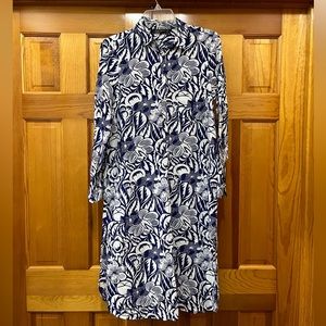 Zara Woman tropical flower print shirt dress/coverup
